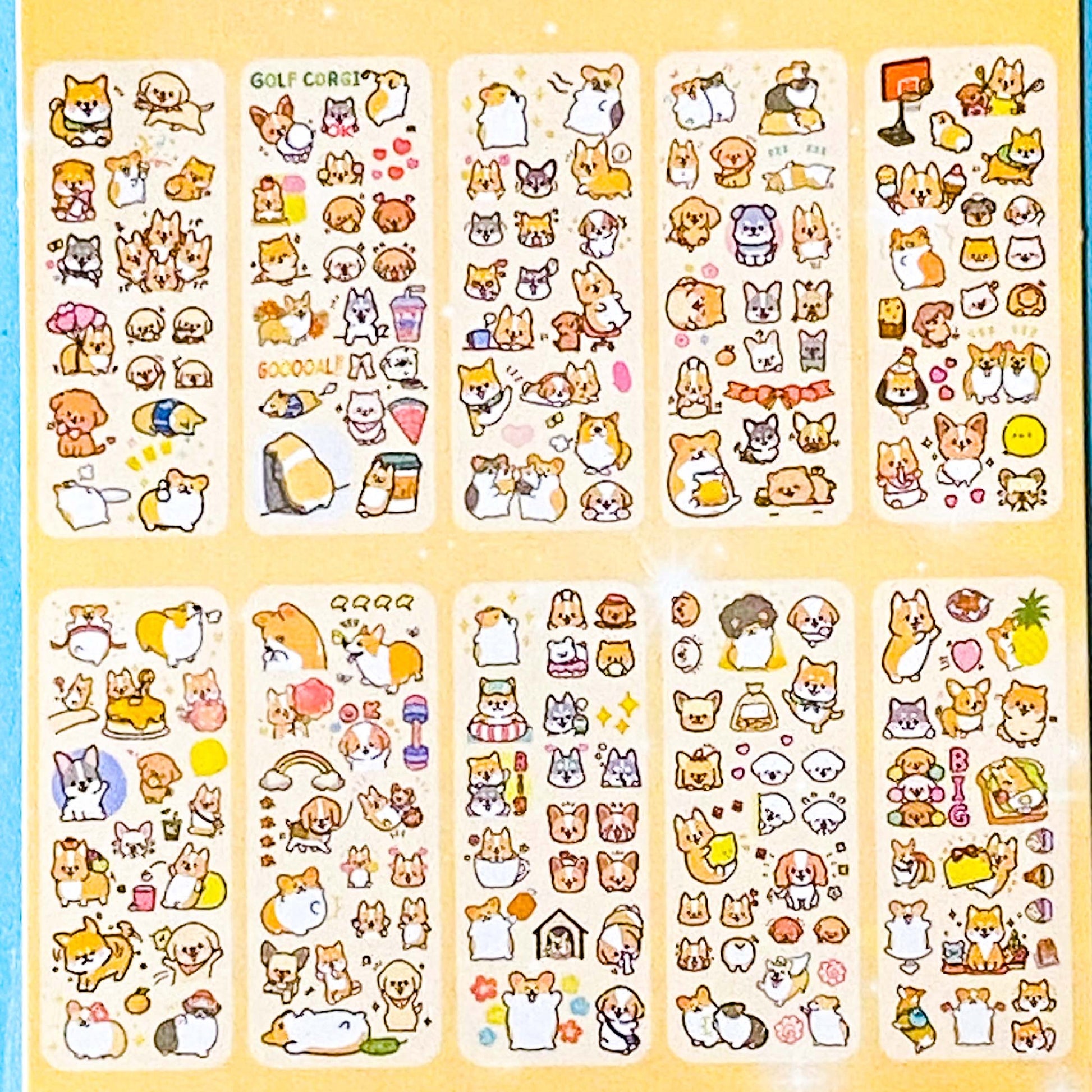 pet planet puppy dog clear sticker sheets pack of 10 on a blue background