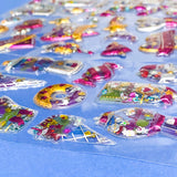 very large pack of 3d shaker puffy clear stickers with moving sequins and bright pink magical motifs