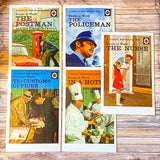 vintage ladybird book cover postcards set of 5 with community roles including policeman and nurse 