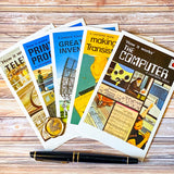 ladybird how it works postcards set of 5 with computer, television, transistor radio and printing press