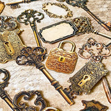 antique key and lock embellishments peel and stick vintage scrapbook pieces curiosity cabinet ephemera