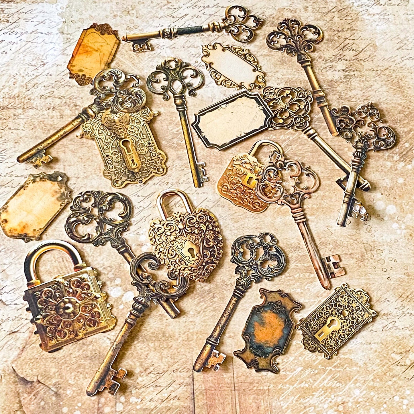 vintage key and lock stickers set antique ephemera adhesive die cuts old keys scrapbook embellishments