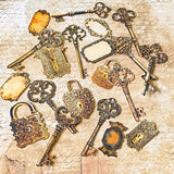 vintage key and lock stickers set antique ephemera adhesive die cuts old keys scrapbook embellishments