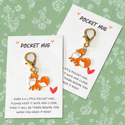 pocket hug fox foxes orange and white enamel charm clip clips charms bag pocket hug friendship lucky gift gifts uk cute kawaii stationery present friend 