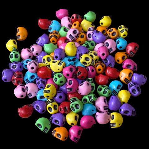 sugar skull skulls acrylic plastic bead beads 10mm uk cute kawaii halloween spooky craft supplies shop store bag bundle colourful rainbow colours