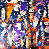 vibrant colourful spooky halloween card bookmark bookmarks set of 5 double sided uk cute kawaii gift gifts shop store stationery supplies planner addict purple orange black skull skulls ghost ghosts pumpkin pumpkins