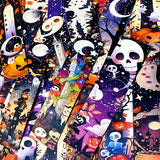vibrant colourful spooky halloween card bookmark bookmarks set of 5 double sided uk cute kawaii gift gifts shop store stationery supplies planner addict purple orange black skull skulls ghost ghosts pumpkin pumpkins
