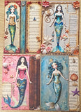 beautiful mermaid mermaids postcard postcards bundle set of 4 uk cute kawaii pastel stationery shop store pretty ocean theme magic magical blue green pink purple teal orange colours pack bundle planner addict sea shell shells music musical notes song songs