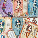 beautiful mermaid mermaids postcard postcards bundle set of 4 uk cute kawaii pastel stationery shop store pretty ocean theme magic magical blue green pink purple teal orange colours pack bundle planner addict sea shell shells music musical notes song songs