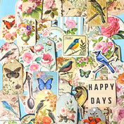 Vintage Botanical Bird & Rose Sticker Pack- 52 Cottagecore Laptop & Scrapbook Stickers