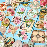 Vintage Botanical Bird & Rose Sticker Pack- 52/26 Cottagecore Laptop & Scrapbook Stickers
