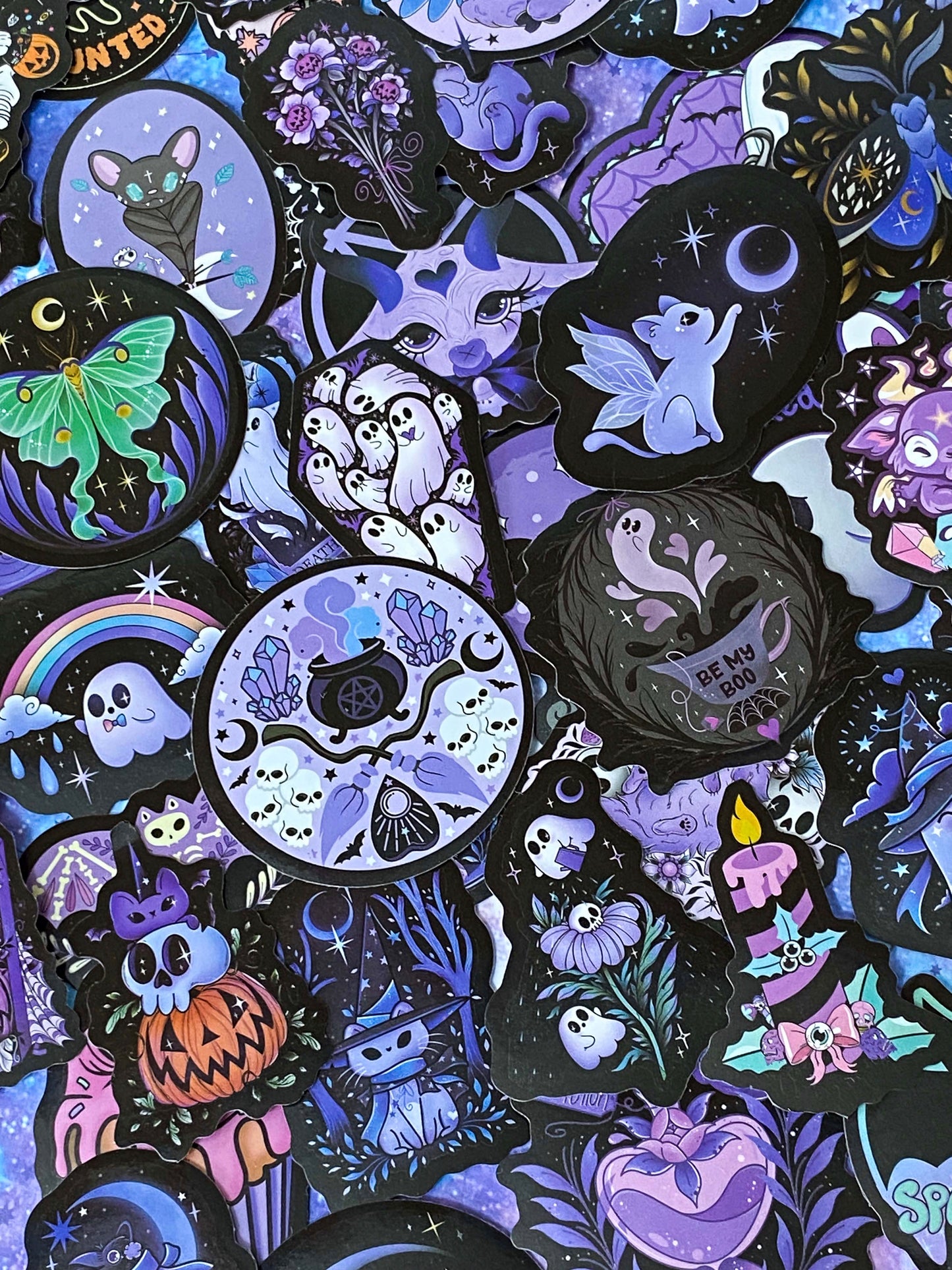 spooky cute halloween big laptop sticker stickers black purple glossy uk cute kawaii stationery gift gifts shop store bundle cat bat bats cats creepy ghost ghosts skull skulls spell magic magical mystical mysterious bright colourful stationery