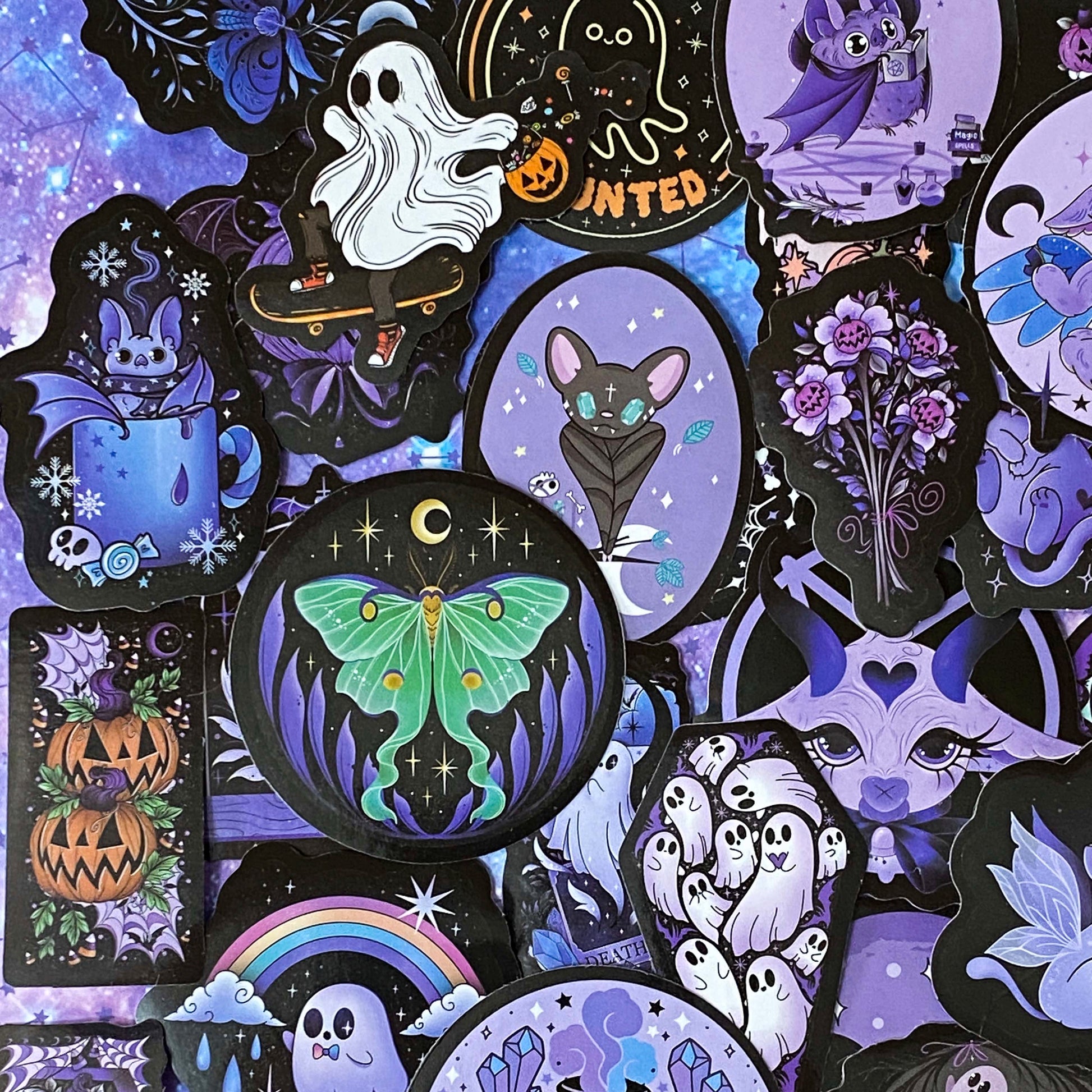 spooky cute halloween big laptop sticker stickers black purple glossy uk cute kawaii stationery gift gifts shop store bundle cat bat bats cats creepy ghost ghosts skull skulls spell magic magical mystical mysterious bright colourful stationery