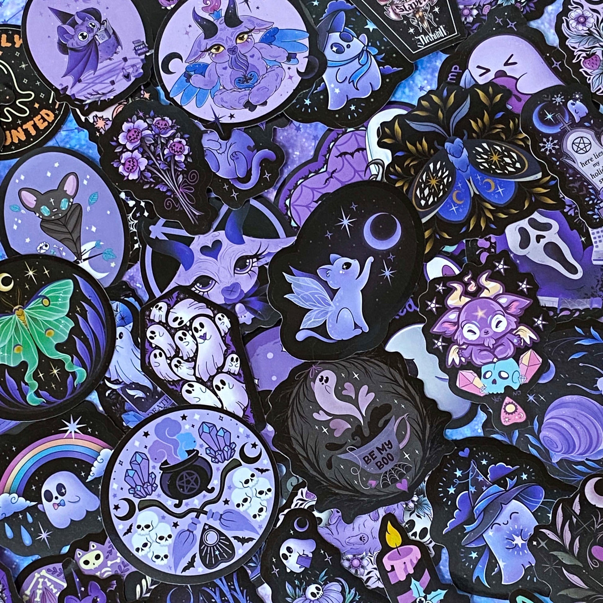 spooky cute halloween big laptop sticker stickers black purple glossy uk cute kawaii stationery gift gifts shop store bundle cat bat bats cats creepy ghost ghosts skull skulls spell magic magical mystical mysterious bright colourful stationery