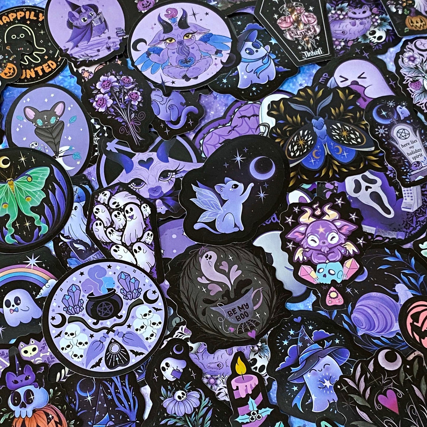 spooky cute halloween big laptop sticker stickers black purple glossy uk cute kawaii stationery gift gifts shop store bundle cat bat bats cats creepy ghost ghosts skull skulls spell magic magical mystical mysterious bright colourful stationery