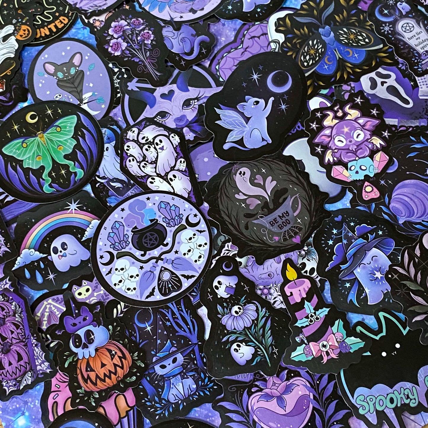 BLACK & PURPLE SPOOKY BUT CUTE Laptop / Decorative Stickers Set