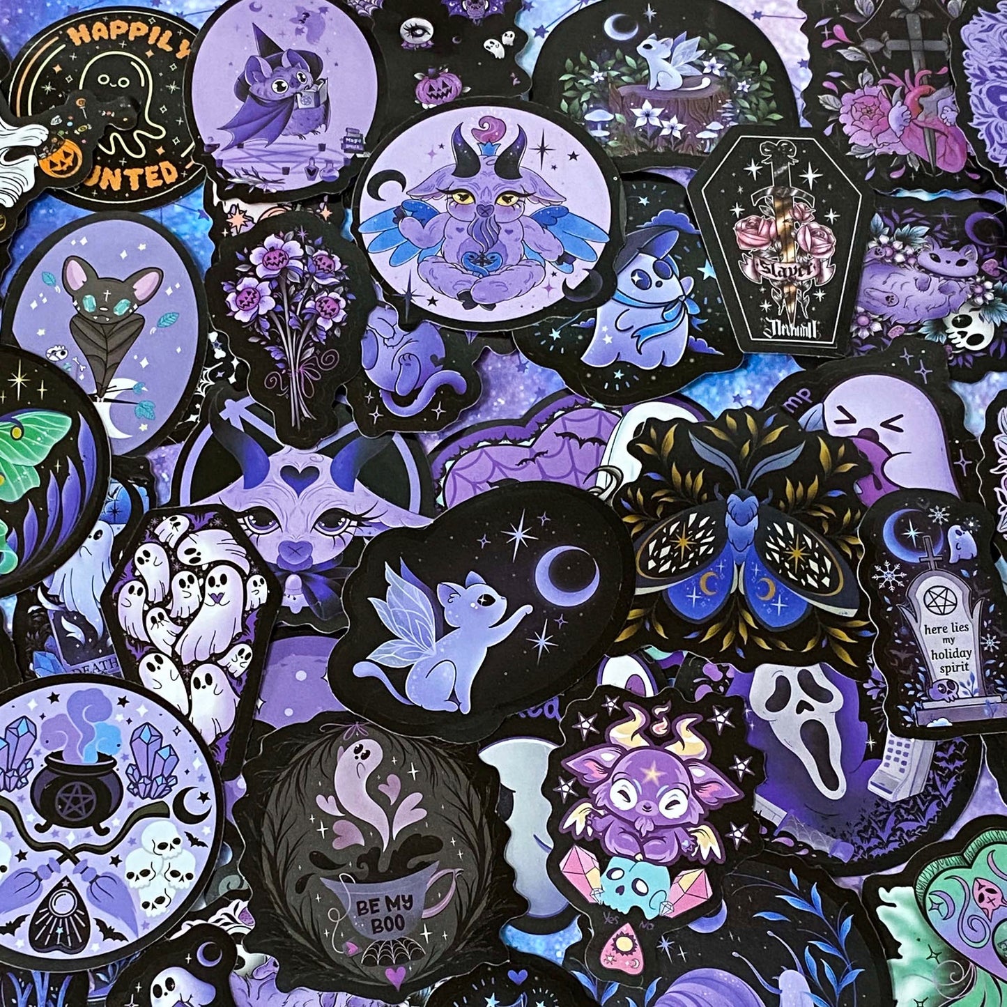 BLACK & PURPLE SPOOKY BUT CUTE Laptop / Decorative Stickers Set