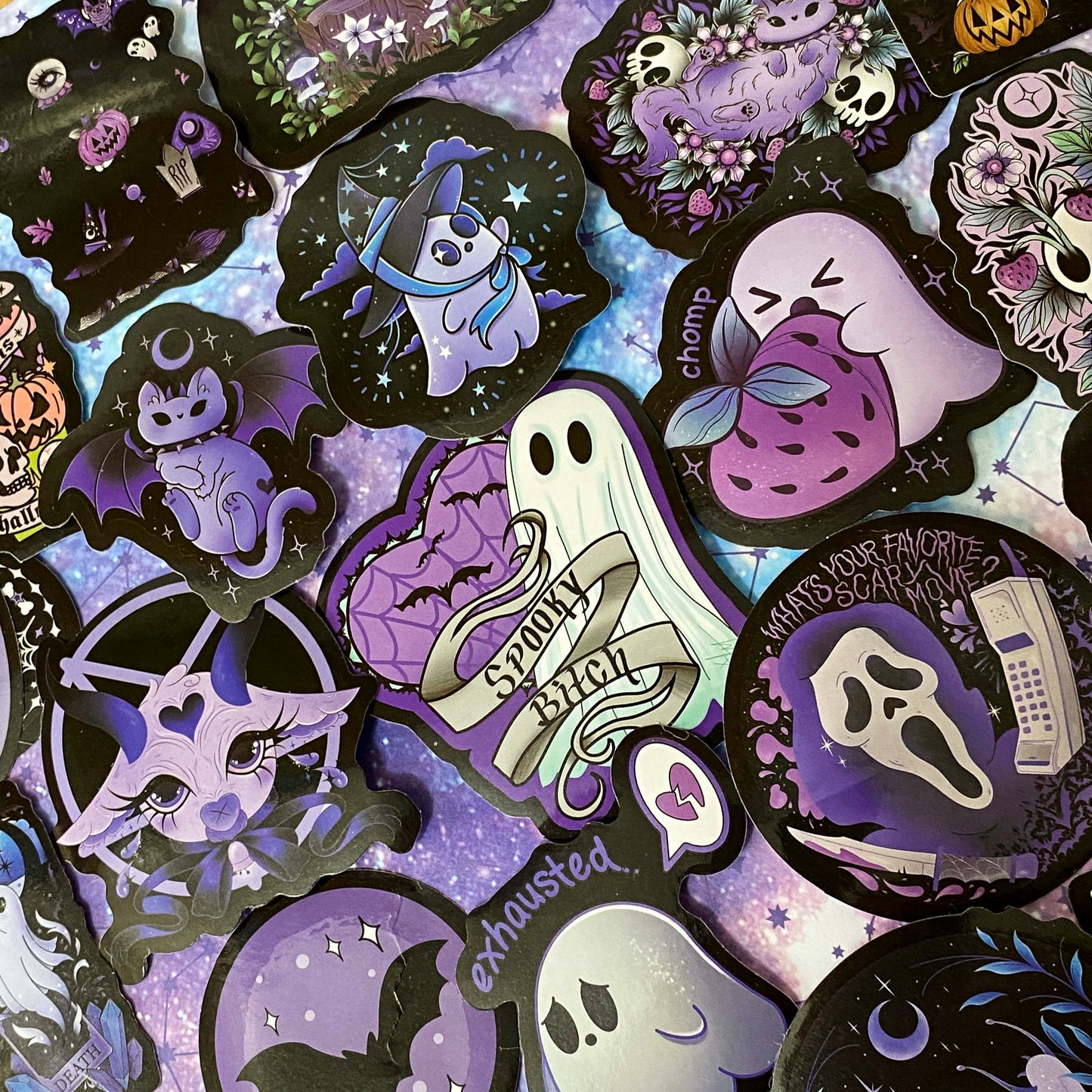 BLACK & PURPLE SPOOKY BUT CUTE Laptop / Decorative Stickers Set