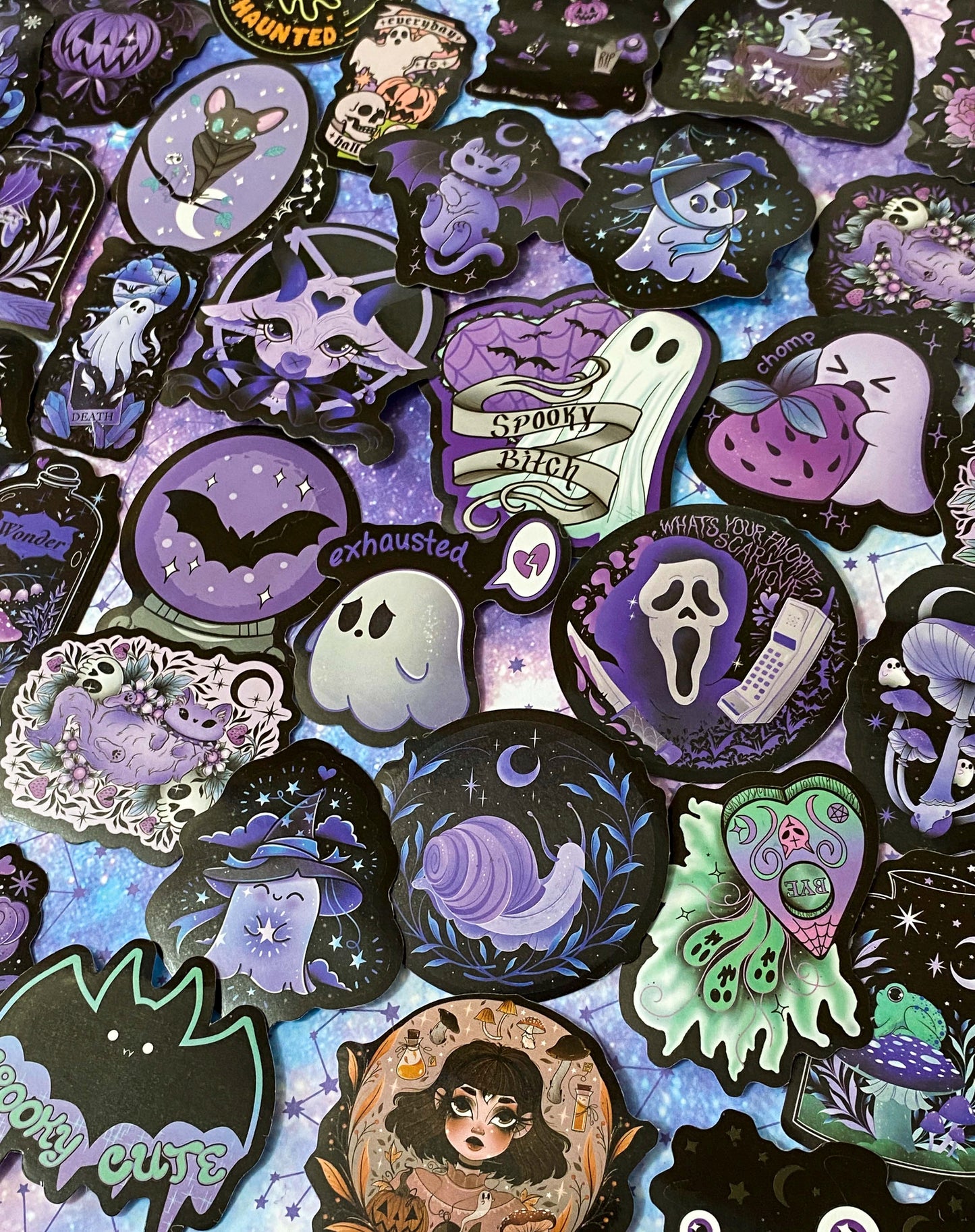BLACK & PURPLE SPOOKY BUT CUTE Laptop / Decorative Stickers Set