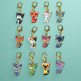 Enamel Gold Tone SITTING CAT Planner CLIP/Bag Charm