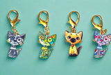 cute kawaii cat kitten kitty cats gold tone metal planner clip clips charm charms accessory bag key keyring uk colourful sitting gift gifts shop store