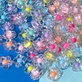 clear transparent flower flowers floral bead beads 12mm chunky pretty colourful centre uk cute kawaii craft supplies shop store single pink cerise lilac purple yellow blue turquoise