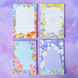large lined sticky memo memos pad note book notepad notes post it its uk cute kawaii floral flower flowers pretty lines gift gifts shop store stationery lover lovers rose roses balloon lily of the valley pansy tulip tulips