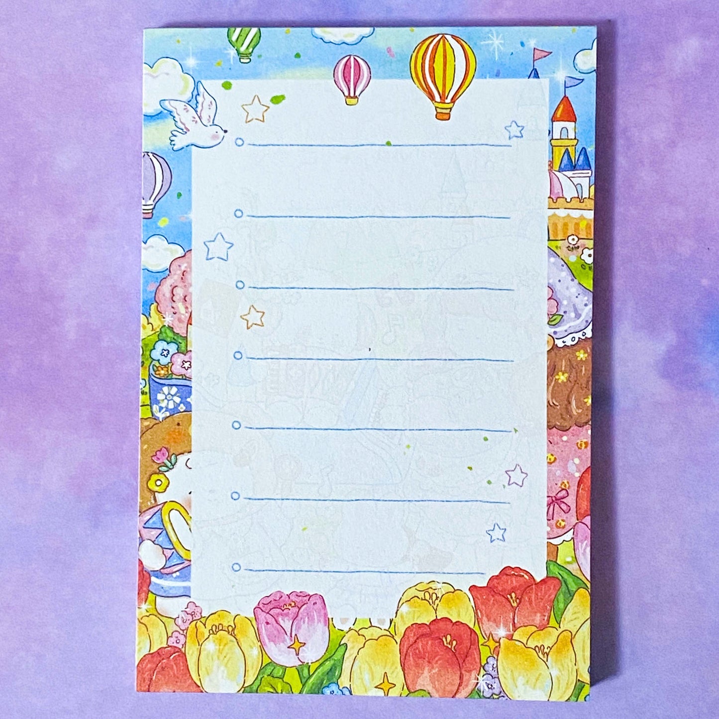 large lined sticky memo memos pad note book notepad notes post it its uk cute kawaii floral flower flowers pretty lines gift gifts shop store stationery lover lovers rose roses balloon lily of the valley pansy tulip tulips