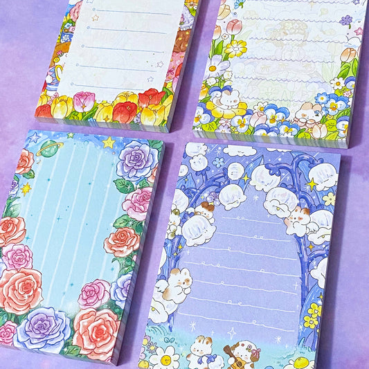 large lined sticky memo memos pad note book notepad notes post it its uk cute kawaii floral flower flowers pretty lines gift gifts shop store stationery lover lovers rose roses balloon lily of the valley pansy tulip tulips