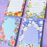 large lined sticky memo memos pad note book notepad notes post it its uk cute kawaii floral flower flowers pretty lines gift gifts shop store stationery lover lovers rose roses balloon lily of the valley pansy tulip tulips