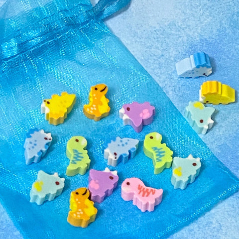 cute kawaii mini dino dinosaur dinosaurs pencil eraser erasers for kids bag set baby dinos uk gift gifts for kids