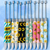 sunflower flower flowers floral daisy daisies pen pens beaded build your own make cute kawaii silicone base blank uk stationery supplies craft shop store pink blue yellow orange black mint green teal 