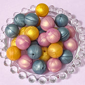 pearl pearly pearlescent bead beads jumbo big large huge 15mm silicone soft touch uk cute kawaii craft supplies shop store shimmer shimmery lustre gold deep pink dark grey round beaded pen pens jewellery