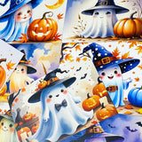 kawaii pumpkin witch witches ghost ghosts cute cards postcard postcards uk stationery halloween bundle of 4 orange purple blue black and white glossy card set planner supplies spooky