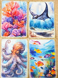 ocean and seashore shell animal sea life whale dolphin seal shells seaweed shell jellyfish marine cute kawaii pretty postcard postcards cards blank greetings uk stationery shop store supplies beach summer