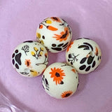 snowy arctic fox foxes large jumbo big chunky silicone bead beads uk cute kawaii pastel white pink pearl pearly 15mm 31mm build your own pen beaded pens jewellery supplies craft crafts christmas festive snow animal animals floral pattern patterned