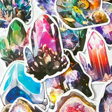 vibrant rainbow colour coloured gem gems crystal crystals geode geodes rocks rock sticker stickers laptop large big matte set stationery uk cute kawaii gift gifts