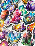 vibrant rainbow colour coloured gem gems crystal crystals geode geodes rocks rock sticker stickers laptop large big matte set stationery uk cute kawaii gift gifts