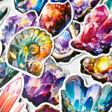 vibrant rainbow colour coloured gem gems crystal crystals geode geodes rocks rock sticker stickers laptop large big matte set stationery uk cute kawaii gift gifts