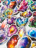 vibrant rainbow colour coloured gem gems crystal crystals geode geodes rocks rock sticker stickers laptop large big matte set stationery uk cute kawaii gift gifts