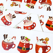 hot chocolate cocoa drink drinks sticker stickers large big jumbo red and white festive christmas stationery shop store uk cute kawaii sheet of 8 glossy gift gifts packaging supplies mug mugs