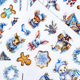 blue snowy christmas glossy sticker stickers sheet uk cute kawaii festive stationery shop store bargain utcracker elf gnome tree gingerbread man house cottage deer bunny blue cream brown pretty planner addict frosty