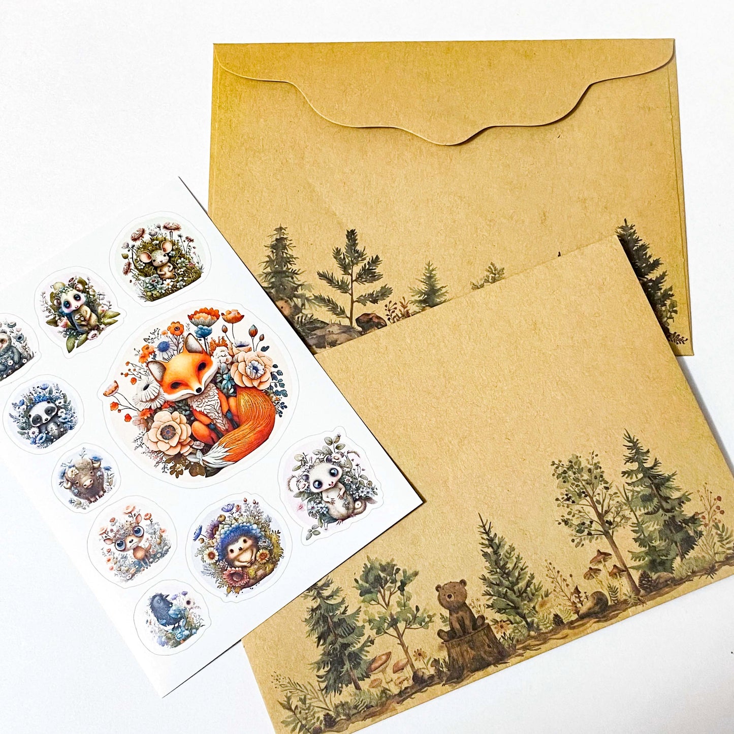 vintage sepia kraft brown envelope large big envelopes for postcards postcard card uk cute kawaii woodland bear tree trees