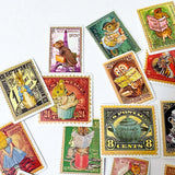 alice in wonderland vintage retro victorian sepai stamp stamps sticker stickers flake flakes pack postage fox peter rabbit beatrix potter animals mouse mice kitten uk cute kawaii stationery shop pack