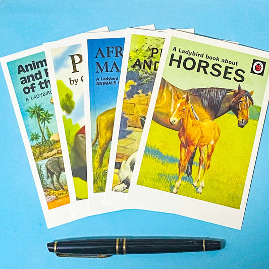 vintage ladybird book cover postcards animals and pets set