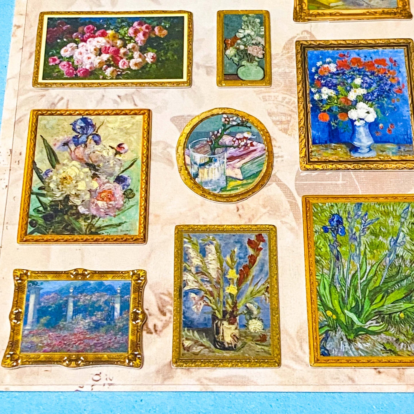 FLORAL Still Life Framed Art Stickers- 3D Raised Famous Oil Painting Journal Stickers (2 sheets)