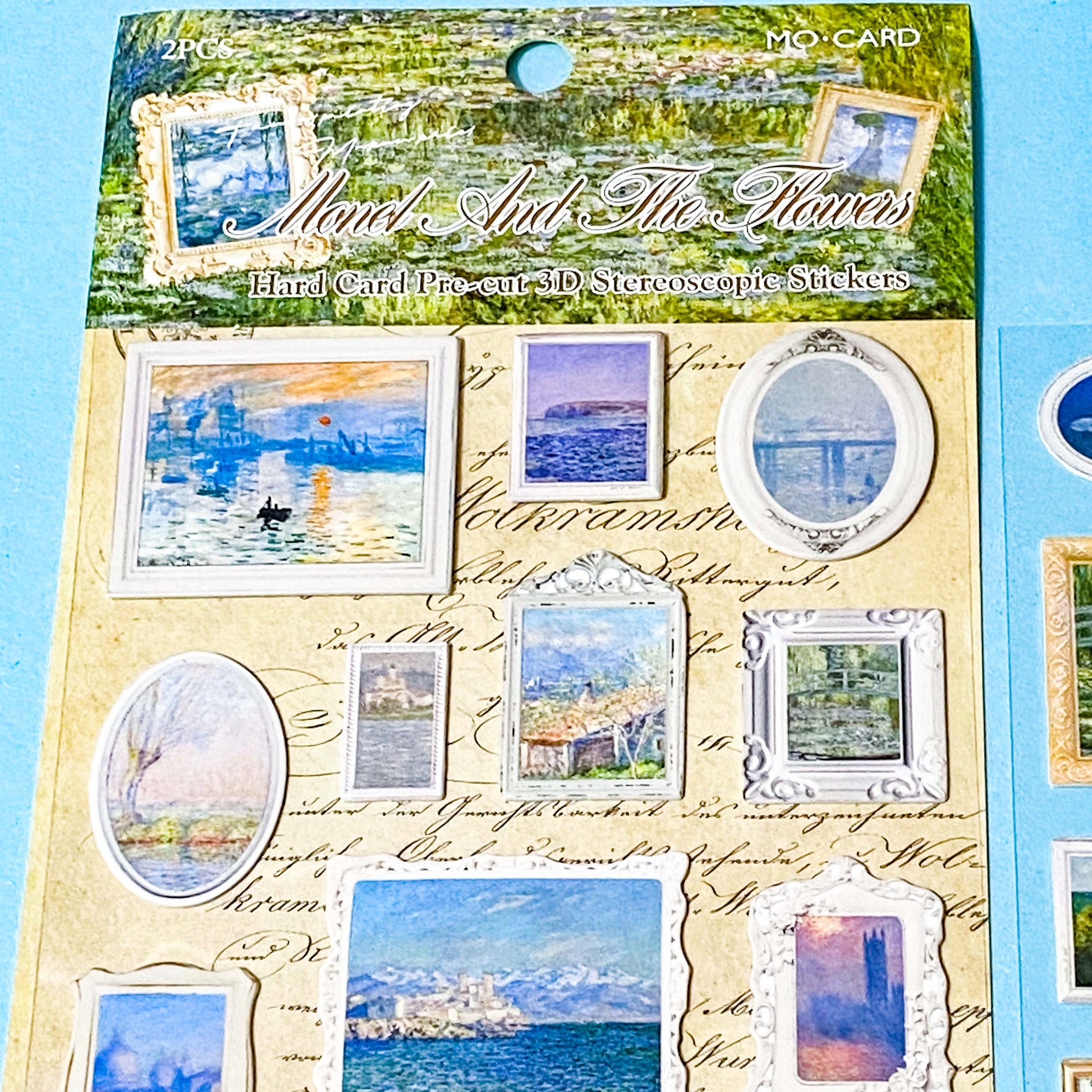 art stickers of impressionist oil paintings with raised 3d frames