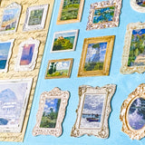 IMPRESSIONIST Landscape Framed Art Stickers- 3D Raised Famous Oil Painting Journal Stickers (2 sheets)