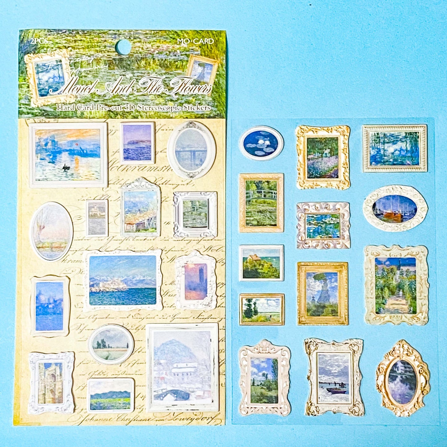 famous paintings by the impressionists sticker pack of 2 sheets with raised 3d frames