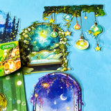 hidden worlds whispering glade enchanted forest clear sticker set with magical woodland doors, windows and glowing cottage scenes